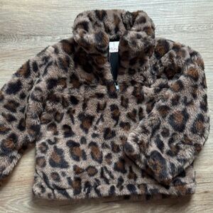 Mila & Rose Leopard Print Faux Fur Jacket Girls Top 12–24 Months